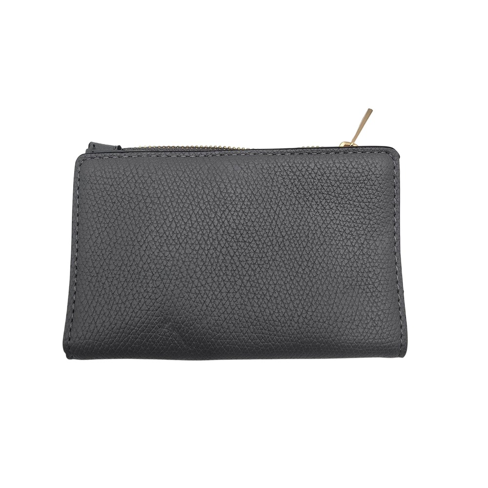 A New‎ Day Womens Gray Textured Faux Leather Zip Around Wallet Card Holder